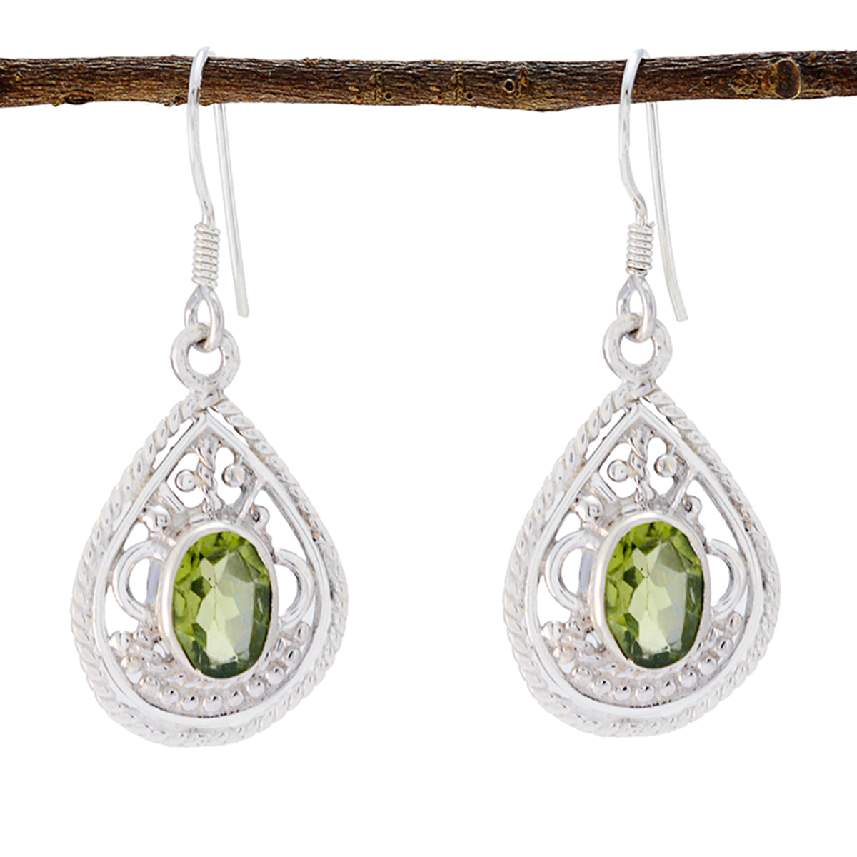 Peridot-African-Anna-Solitaire-Dangle-Green-Sterling-Silver-Earring Главное изображение товара