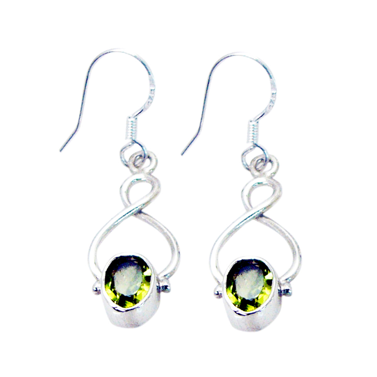 Peridot-Russian-Aria-Solitaire-Dangle-Green-Silver-Earring Imagen principal del producto