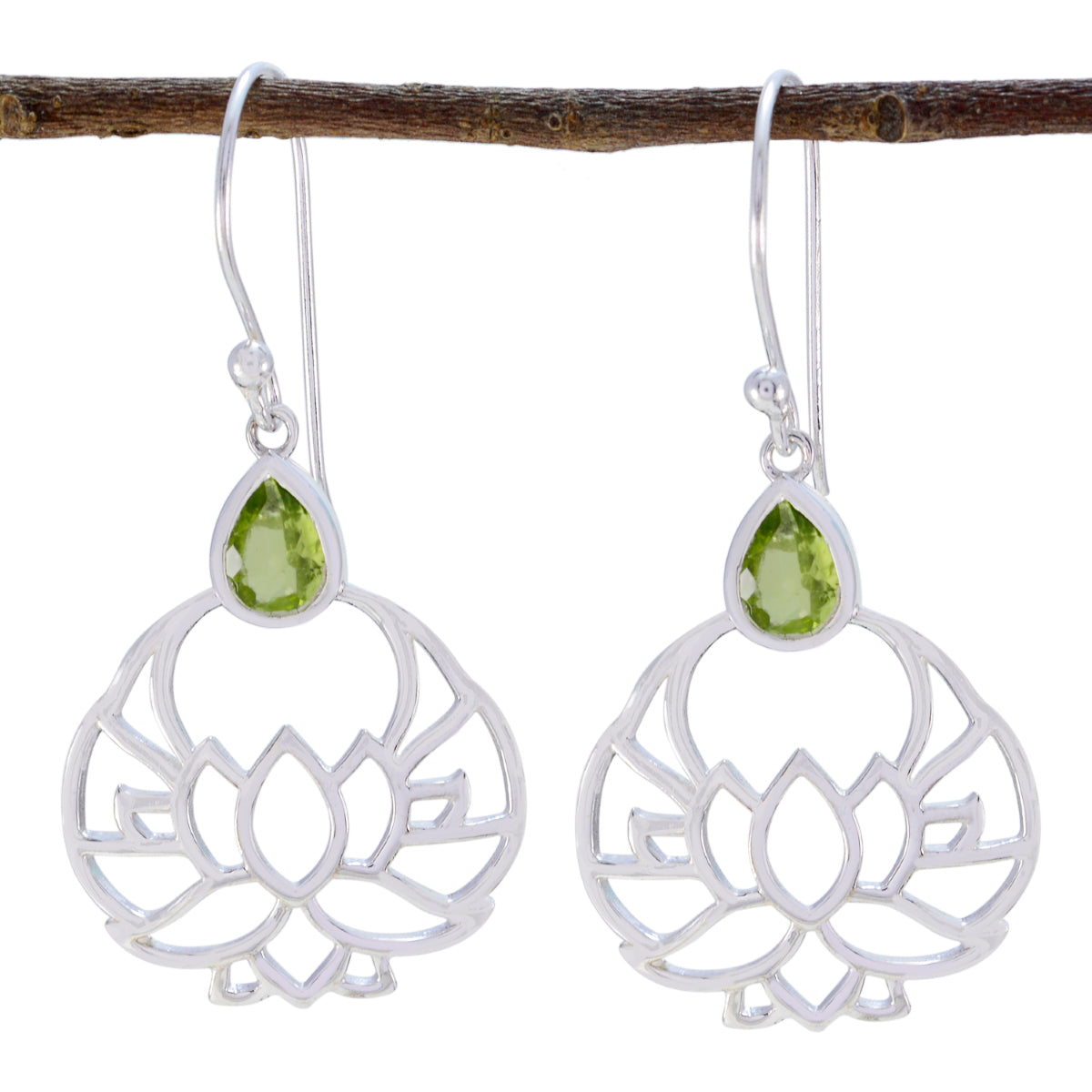 Peridot-Korean-Ava-Solitaire-Dangle-Green-925-Silver-Earring Main image