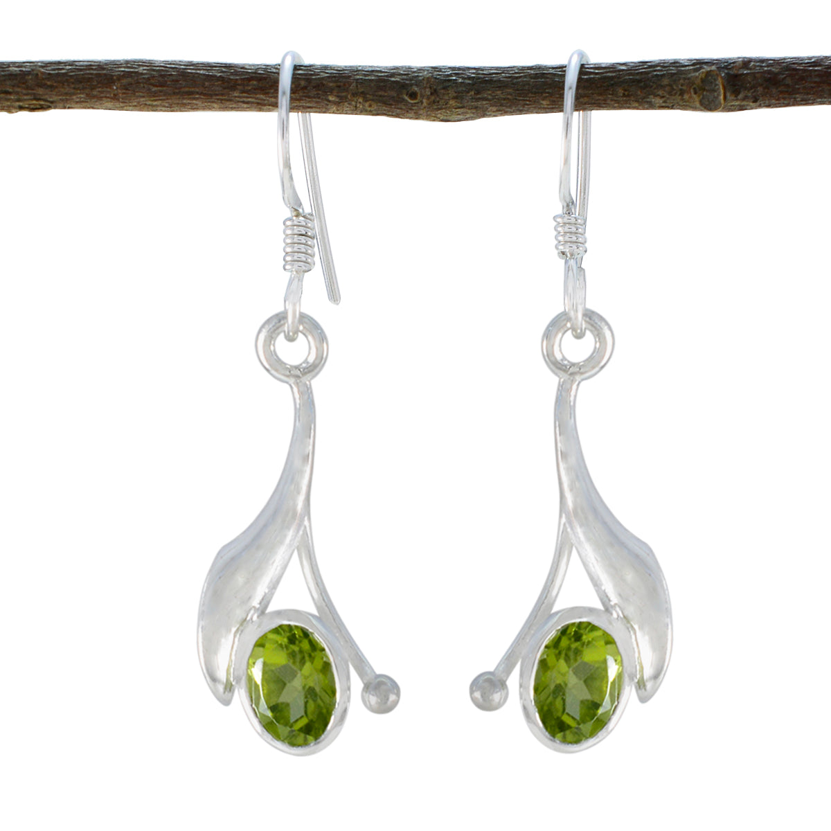 Peridot-Australian-Chloe-Solitaire-Dangle-Green-Sterling-Silver-Earring Immagine principale del prodotto