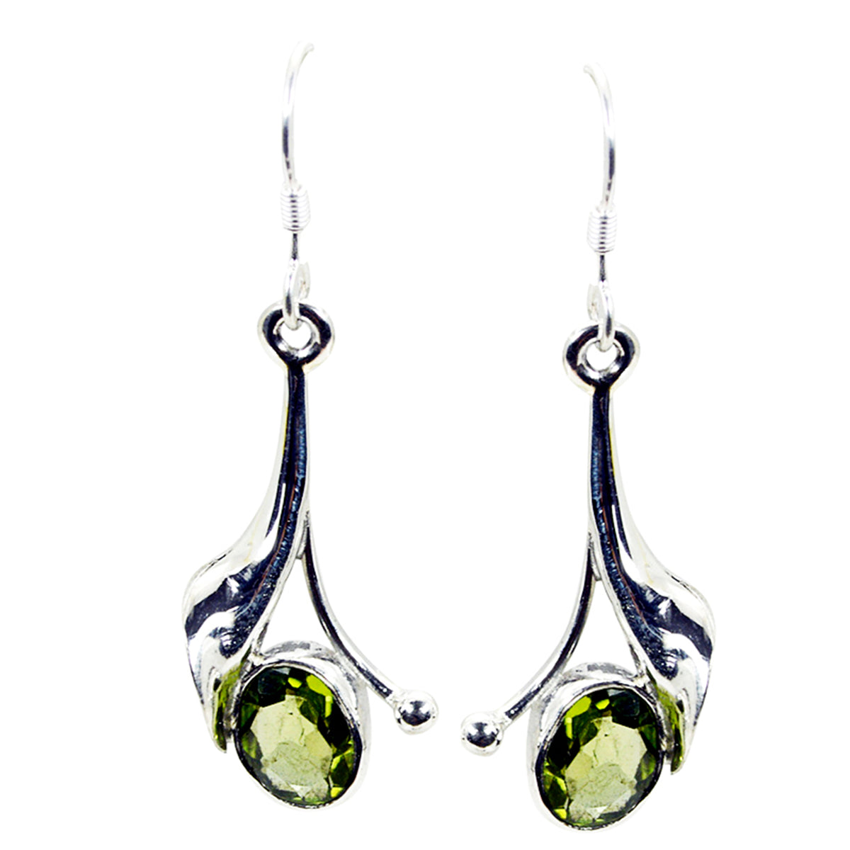 Orecchino pendente in argento sterling verde con solitario Chloe in peridoto australiano Immagine secondaria del prodotto