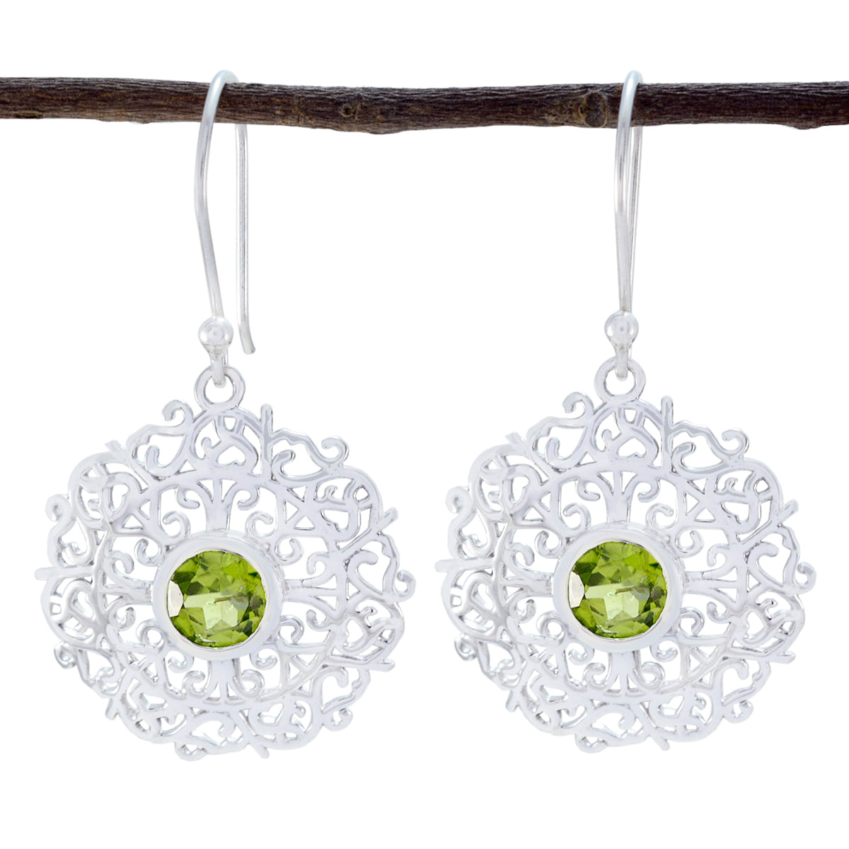 Peridot-African-Eliza-Solitaire-Dangle-Green-925-Silver-Earring Главное изображение товара