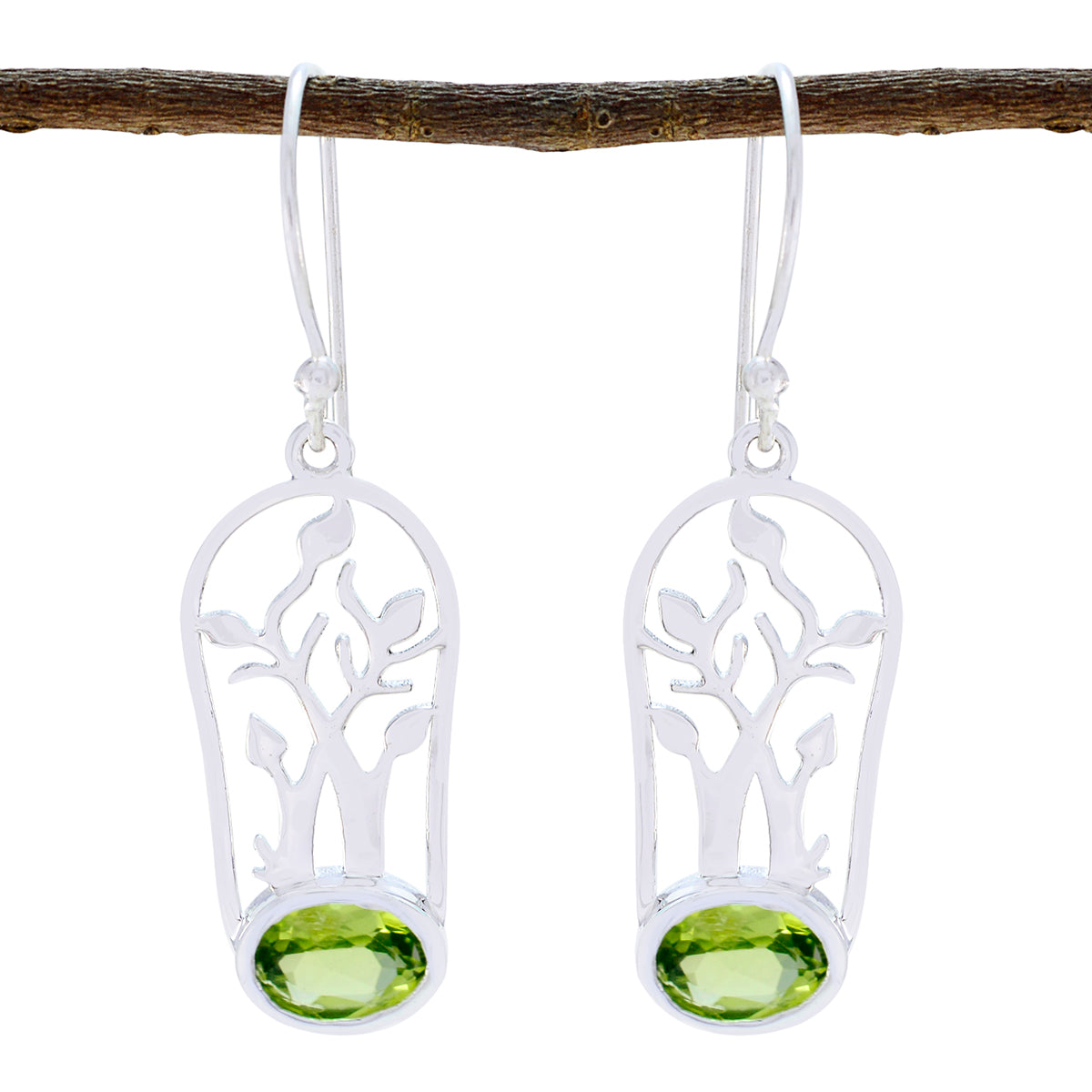 Peridot-Russian-Ella-Solitaire-Dangle-Green-925-Sterling-Silver-Earring Main image