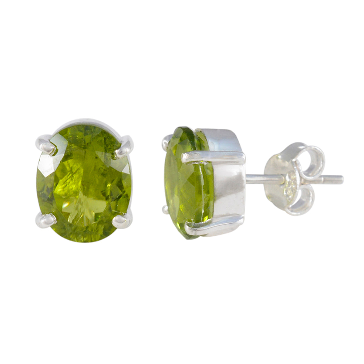 Peridot Italian Patricia Solitaire Stud Green Silver Earring Второстепенное изображение товара