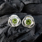 Peridot-American-Meei-Solitaire-Ohrstecker-Grün-Sterling-Silber-Ohrring