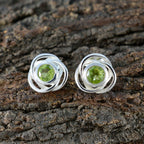 Peridot-American-Meei-Solitaire-Ohrstecker-Grün-Sterling-Silber-Ohrring