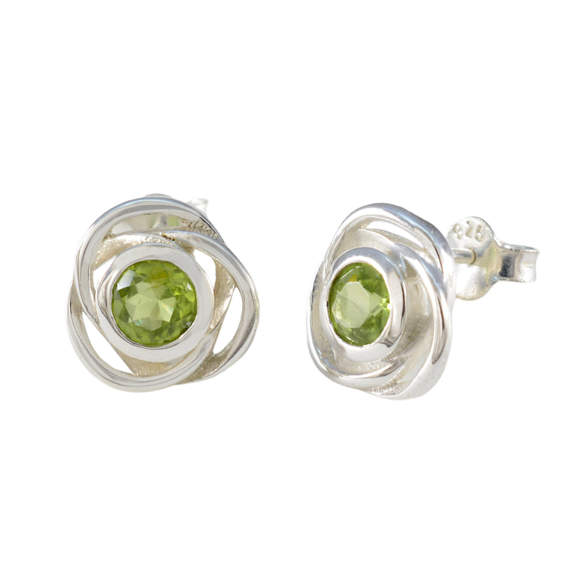 Peridot American Meei Solitaire Ohrstecker Grün Sterling Silber Ohrring Zweitbild