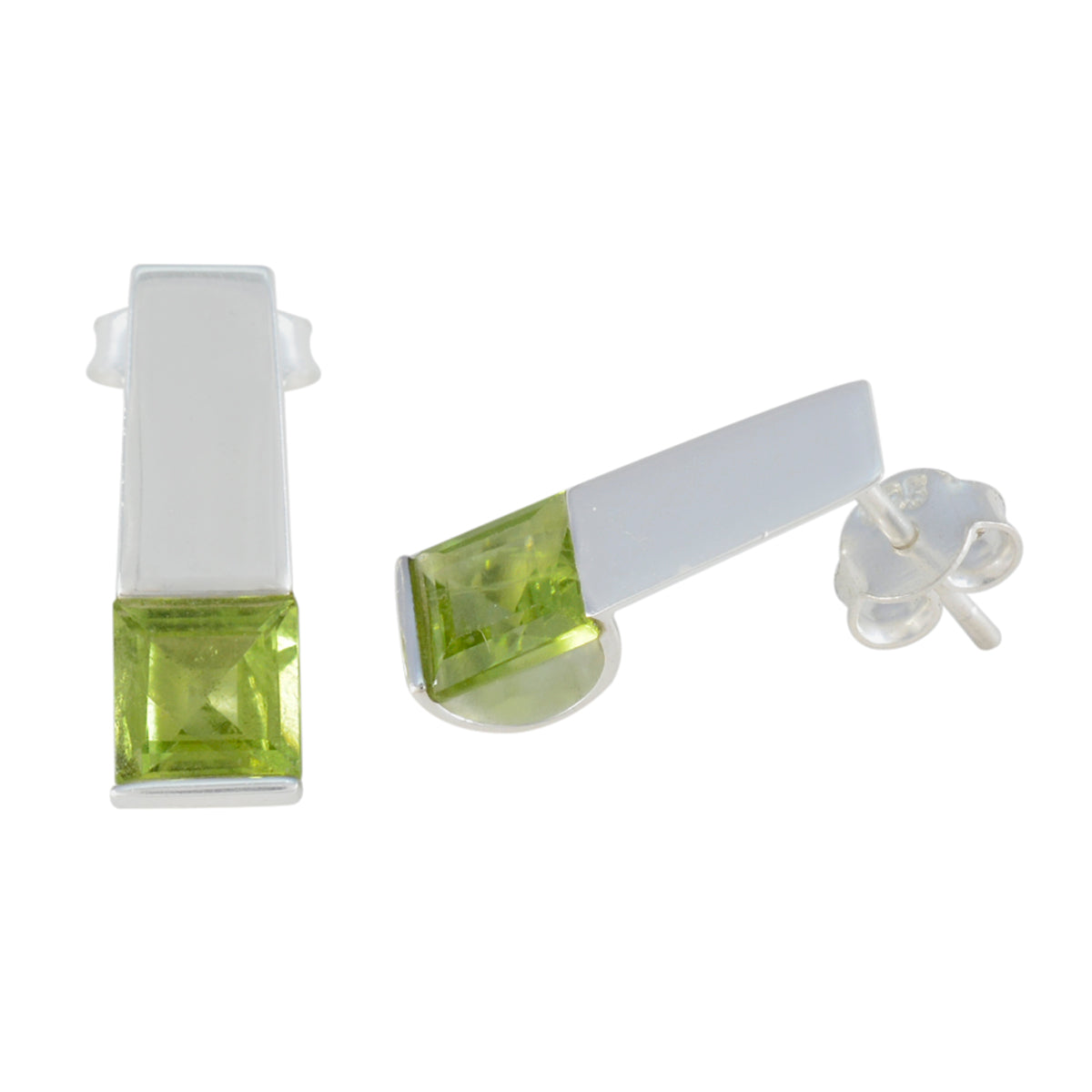 Peridot African Lucy Solitaire Stud Green Sterling Silver Earring Второстепенное изображение товара