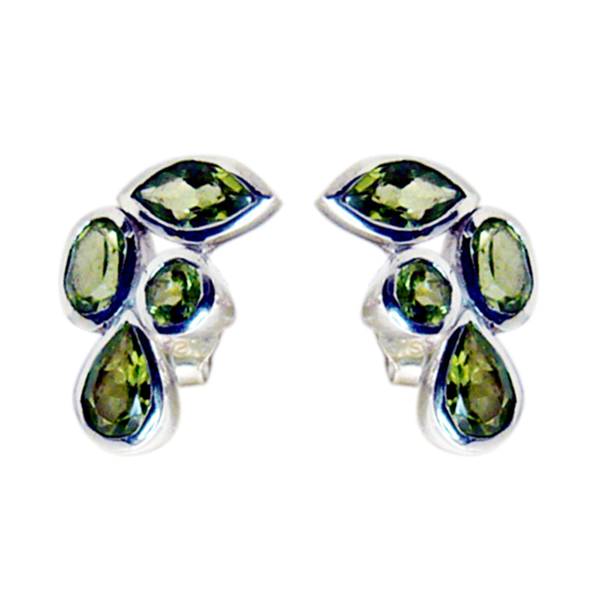Peridot-Egyptian-Inès-multiple-Stud-Green-92.5-Silver-Earring Immagine principale del prodotto