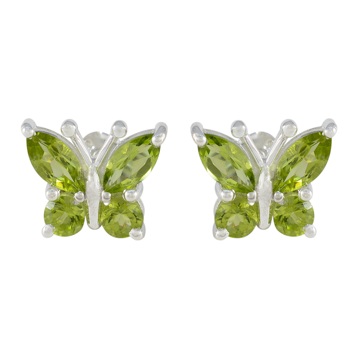 Peridot-Italian-Ines-quarter-Stud-Green-925-Sterling-Silver-Earring Immagine principale del prodotto