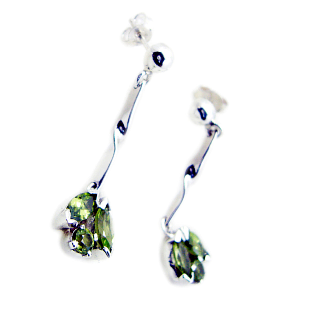 Peridot-African-Lea-multiple-Stud-Green-Silver-Earring