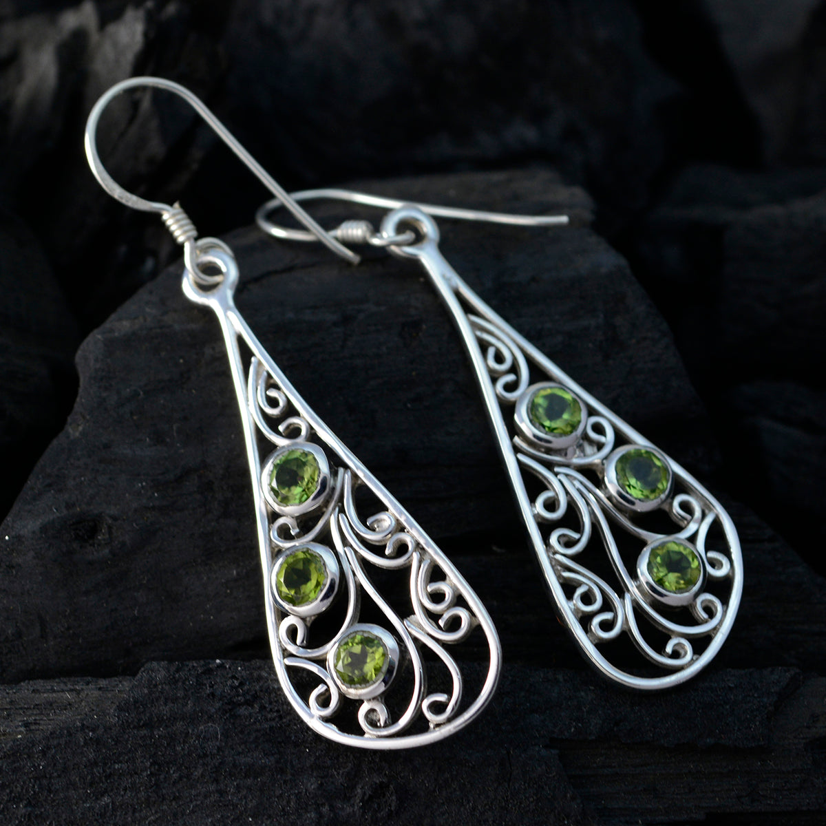 Peridot-Russian-Leah-multiple-Dangle-Green-Silver-Earring