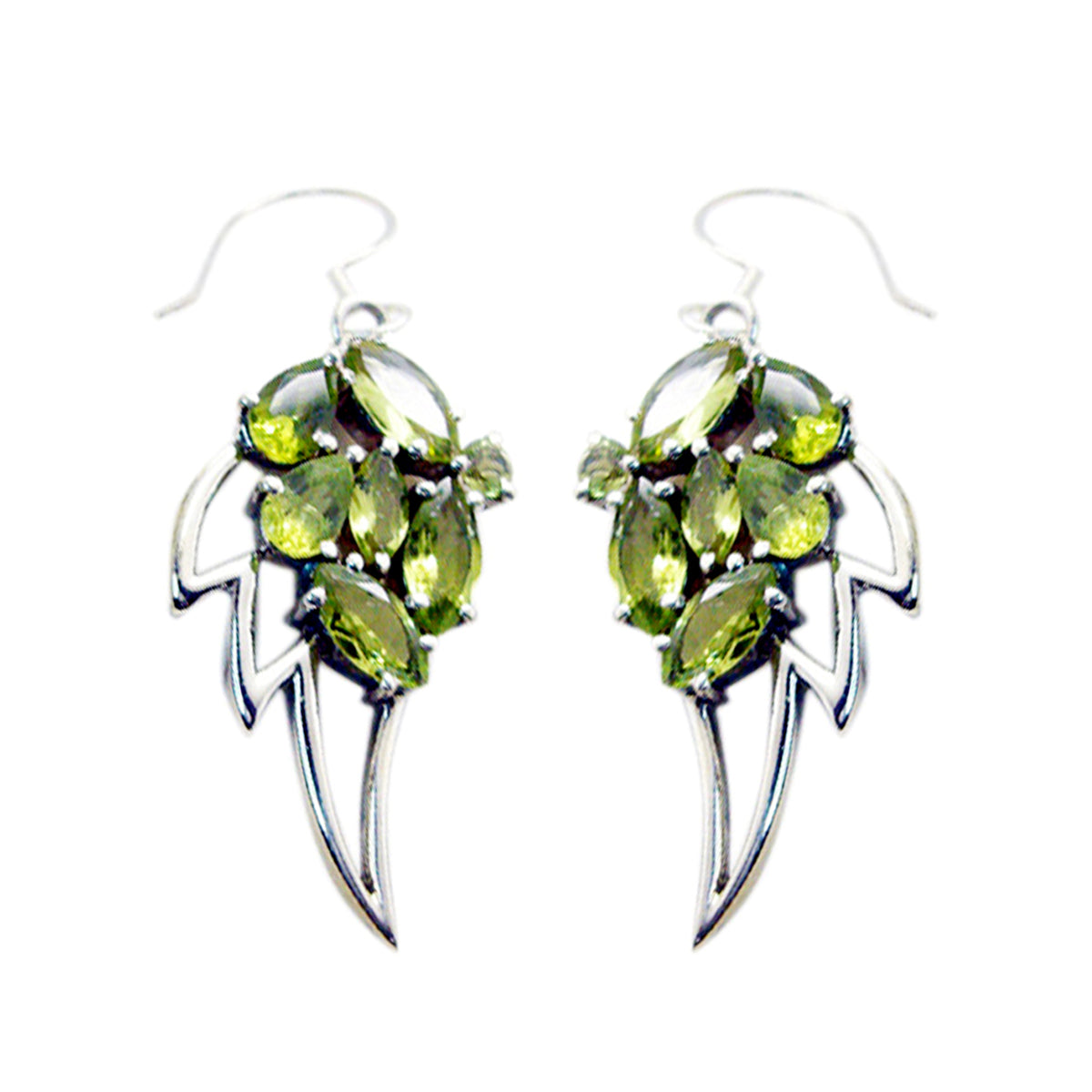 Peridot-Moroccan-Lili-multiple-Dangle-Green-92.5-Silver-Earring Главное изображение товара