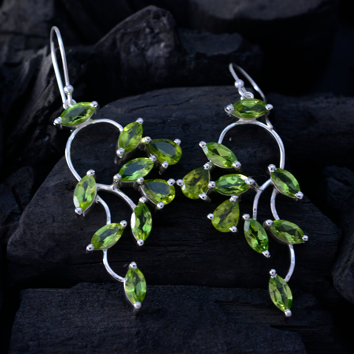 Peridot American Lucia multiple Dangle Green 925 Silver Earring Второстепенное изображение товара