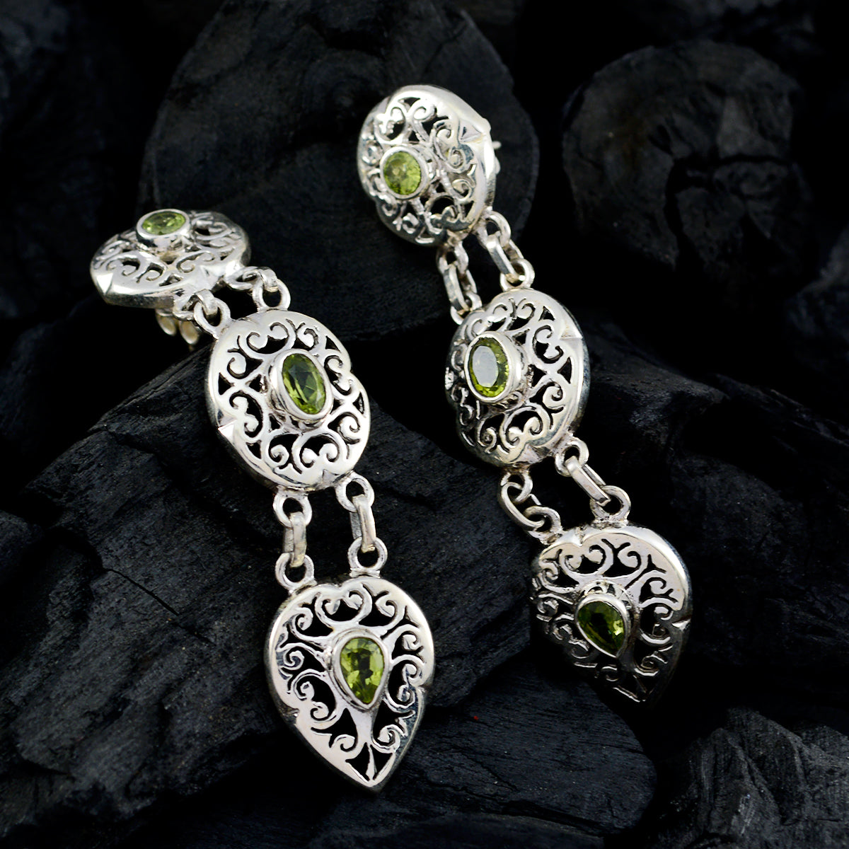 Peridot-Italian-Mathilde-multiple-Stud-Green-925-Sterling-Silver-Earring