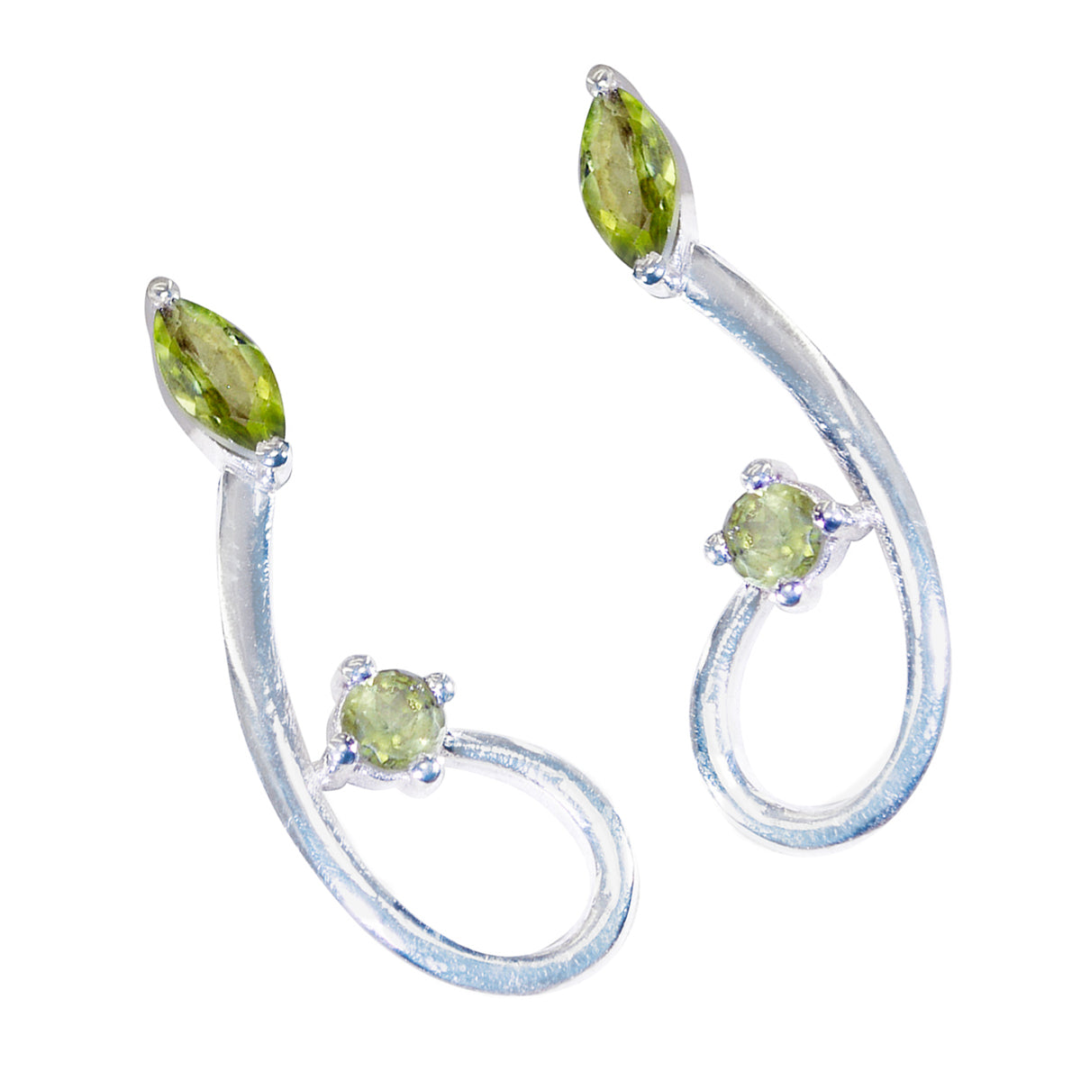 Orecchini a bottone multipli in argento sterling verde con peridoto spagnolo Natalie Immagine secondaria del prodotto