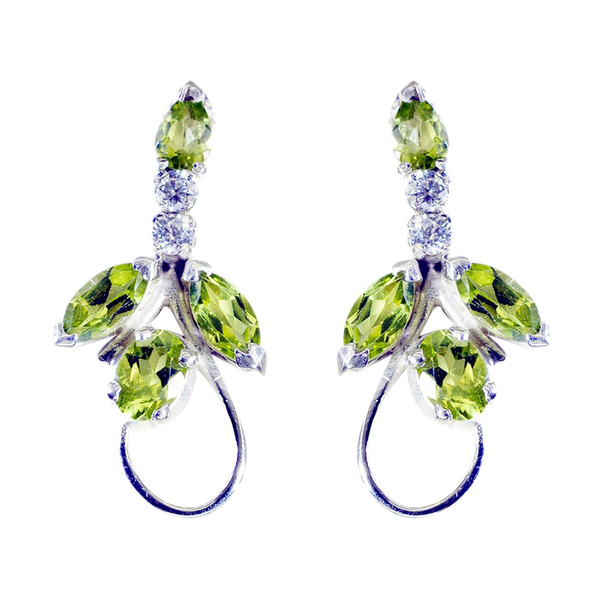 Peridot-Latin-American-Nella-multiple-Stud-Green-Silver-Earring