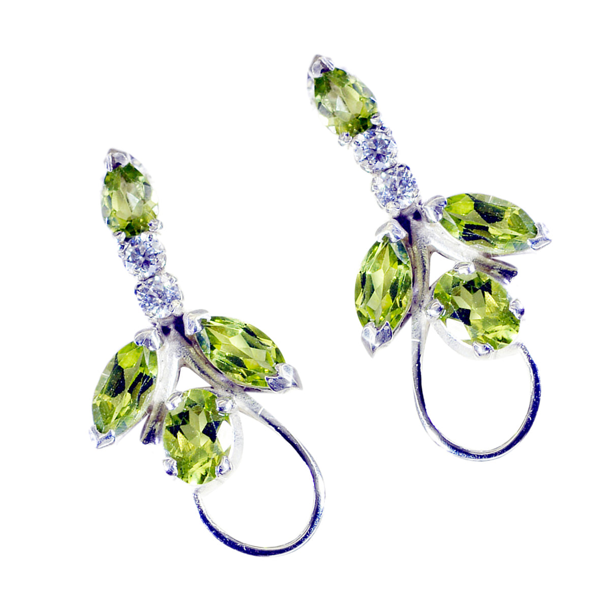 Peridot-Latin-American-Nella-multiple-Stud-Green-Silver-Earring