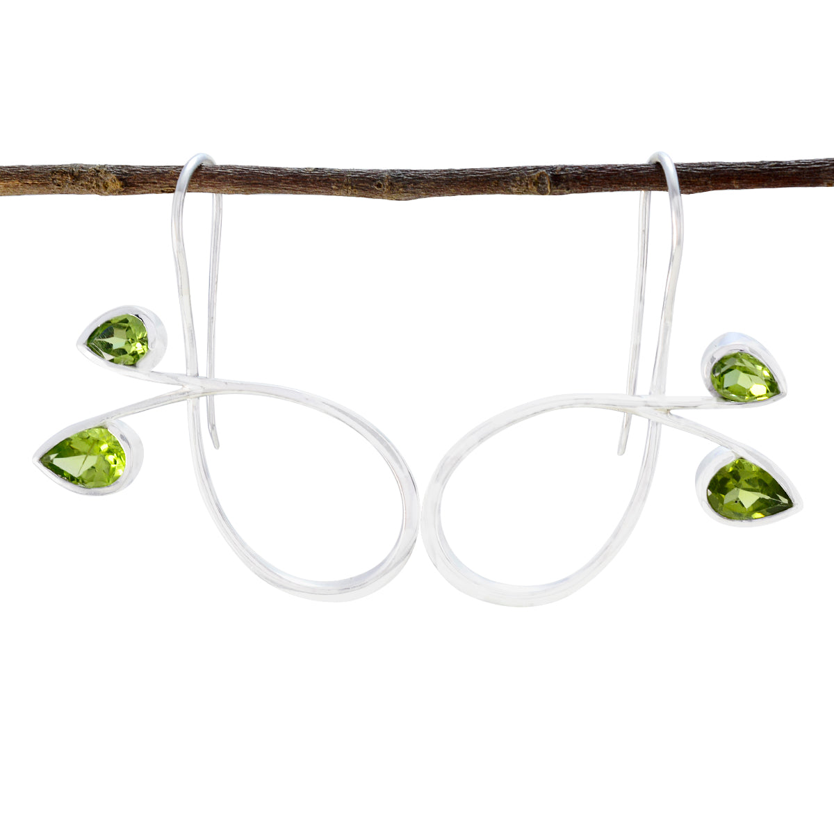 Peridot-German-Nova-multiple-Dangle-Green-Silver-Earring