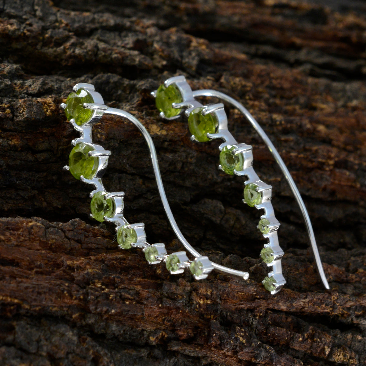 Peridot-Spanish-Wen-multiple-EarCuff-Green-925-Silver-Earring
