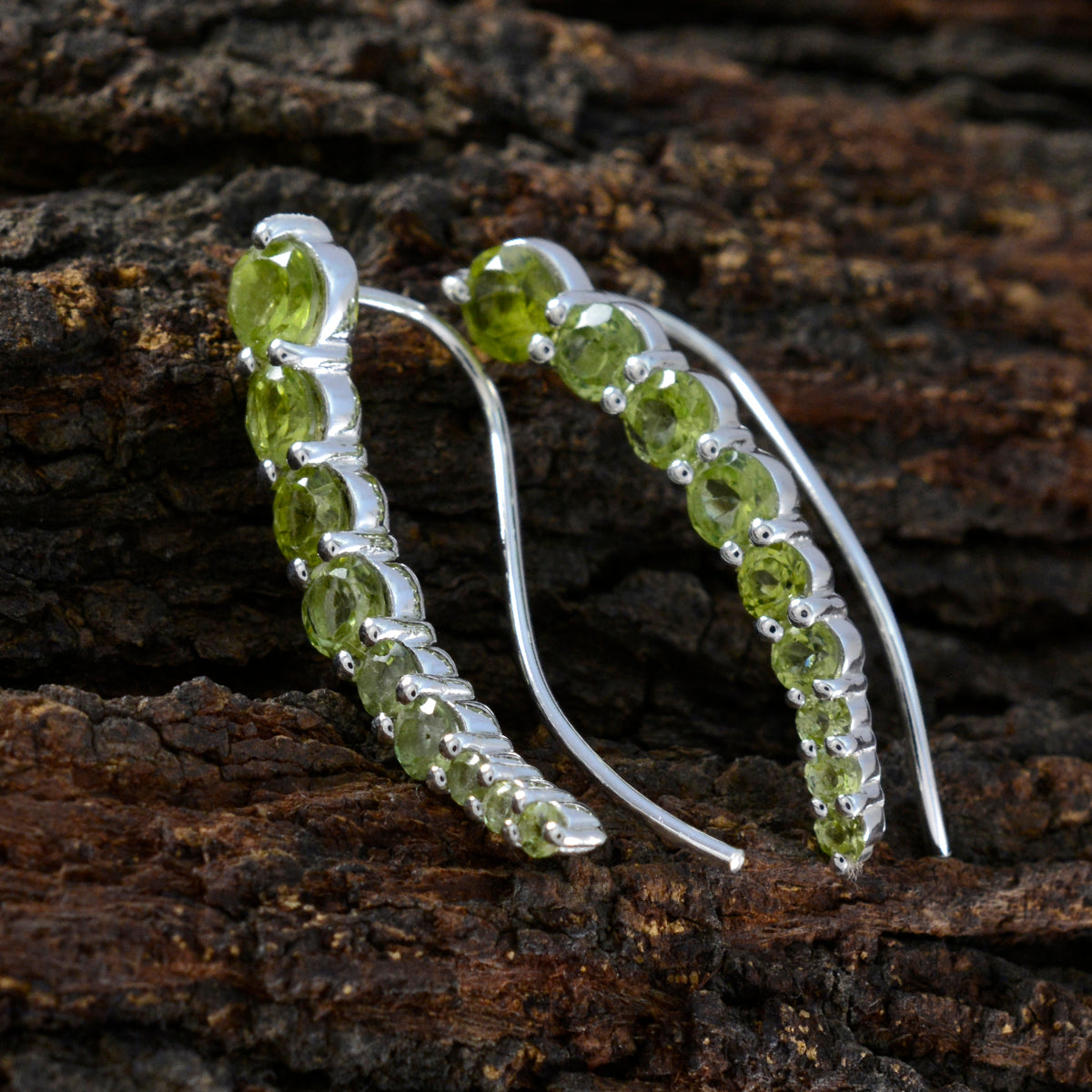 Peridot-Korean-Ana-multiple-EarCuff-Green-92.5-Silver-Earring