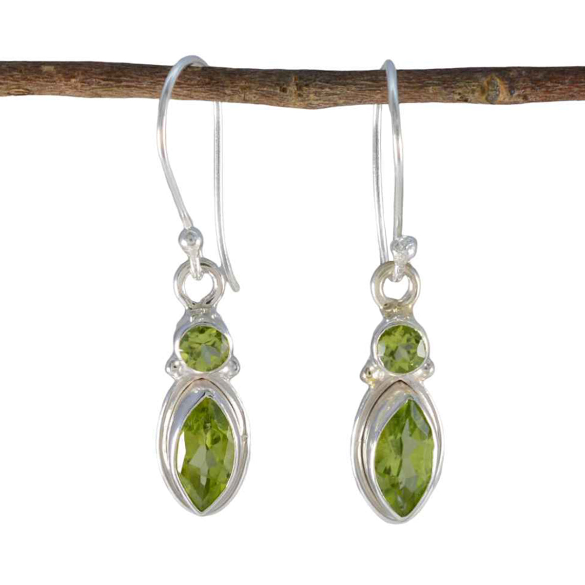 Peridot-Moroccan-Bella-Toi-et-Moi-Dangle-Green-925-Sterling-Silver-Earring Главное изображение товара