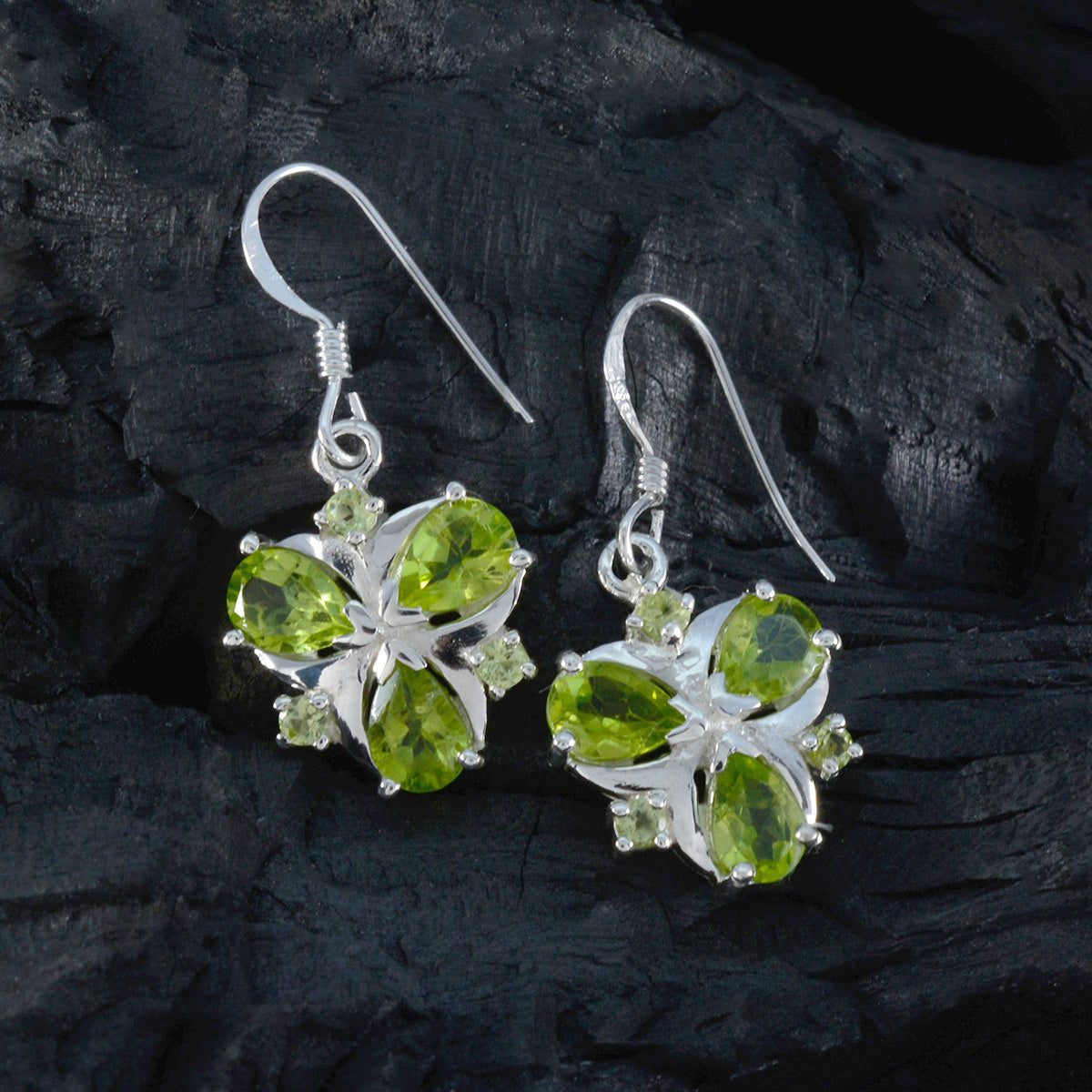 Peridot-African-Olivia-multiple-Dangle-Green-Silver-Earring