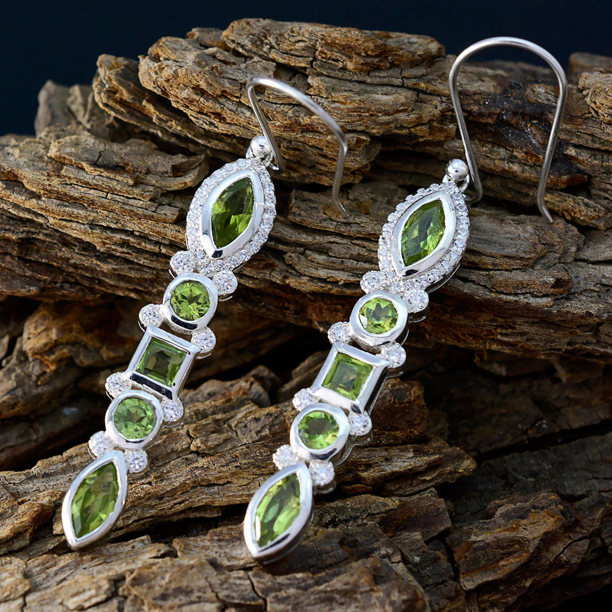 Peridot-German-Emilia-multiple-Dangle-Green-Sterling-Silver-Earring