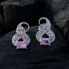 Pink-CZ-Egyptian-Riley-multiple-Stud-Pink-Silver-Earring