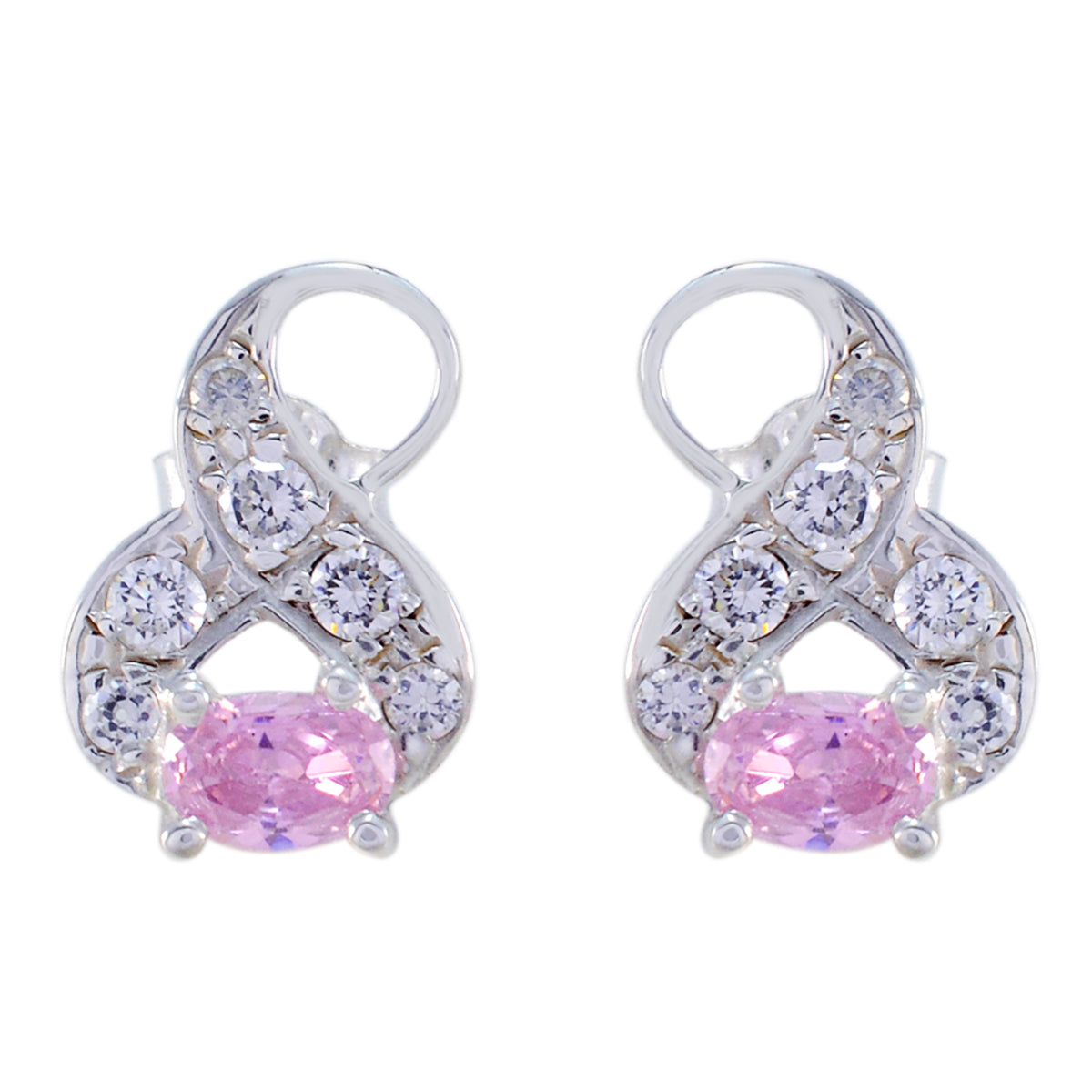 Pink-CZ-Egyptian-Riley-multiple-Stud-Pink-Silver-Earring