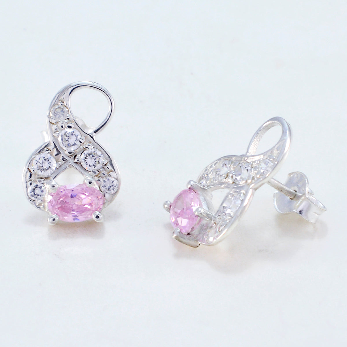 Pink-CZ-Egyptian-Riley-multiple-Stud-Pink-Silver-Earring