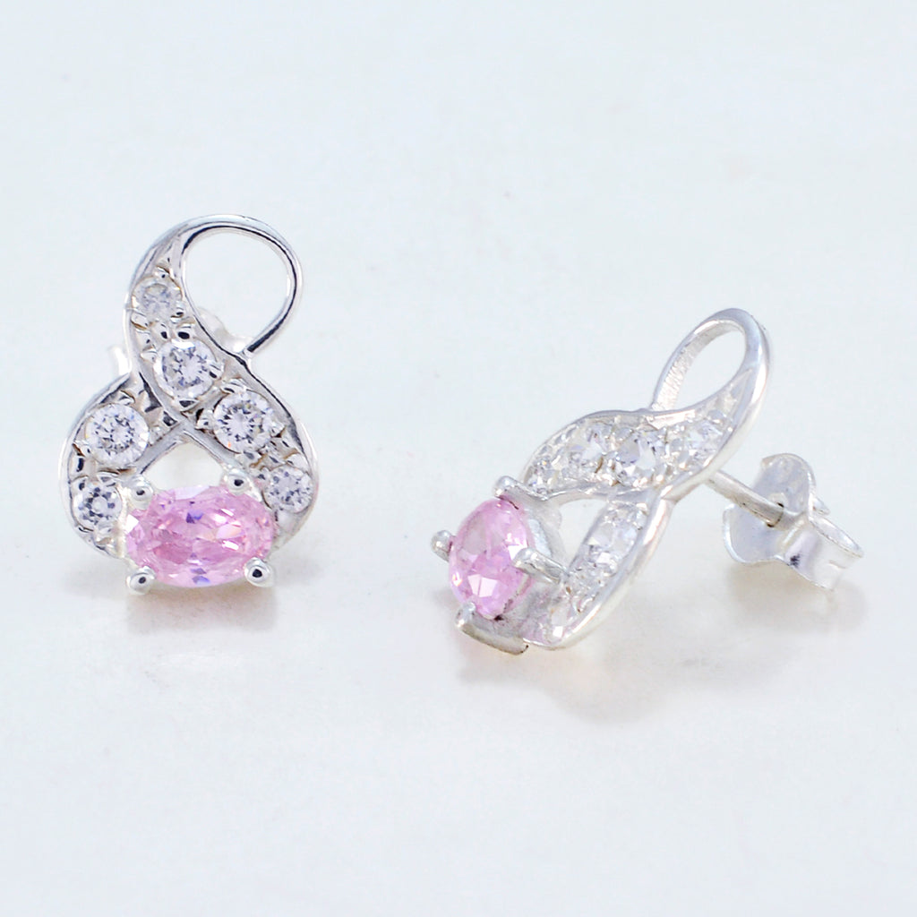 Pink-CZ-Egyptian-Riley-multiple-Stud-Pink-Silver-Earring