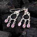 Pink-CZ-American-Sarah-multiple-Dangle-Pink-92.5-Silver-Earring
