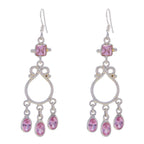 Pink-CZ-American-Sarah-multiple-Dangle-Pink-92.5-Silver-Earring