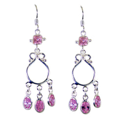 Pink-CZ-American-Sarah-multiple-Dangle-Pink-92.5-Silver-Earring