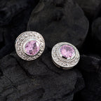 Pink-CZ-Korean-Savannah-Solitaire-Stud-Pink-925-Silver-Earring