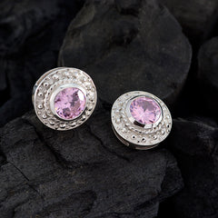 Pink-CZ-Korean-Savannah-Solitaire-Ohrstecker-Pink-925-Silber-Ohrring