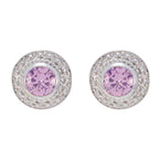 Pink-CZ-Korean-Savannah-Solitaire-Stud-Pink-925-Silver-Earring