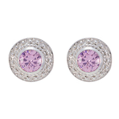 Pink-CZ-Korean-Savannah-Solitaire-Ohrstecker-Pink-925-Silber-Ohrring