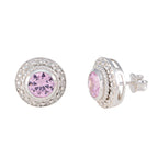 Pink-CZ-Korean-Savannah-Solitaire-Stud-Pink-925-Silver-Earring