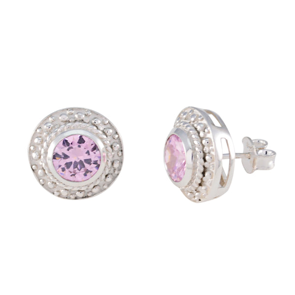 Pink-CZ-Korean-Savannah-Solitaire-Stud-Pink-925-Silver-Earring