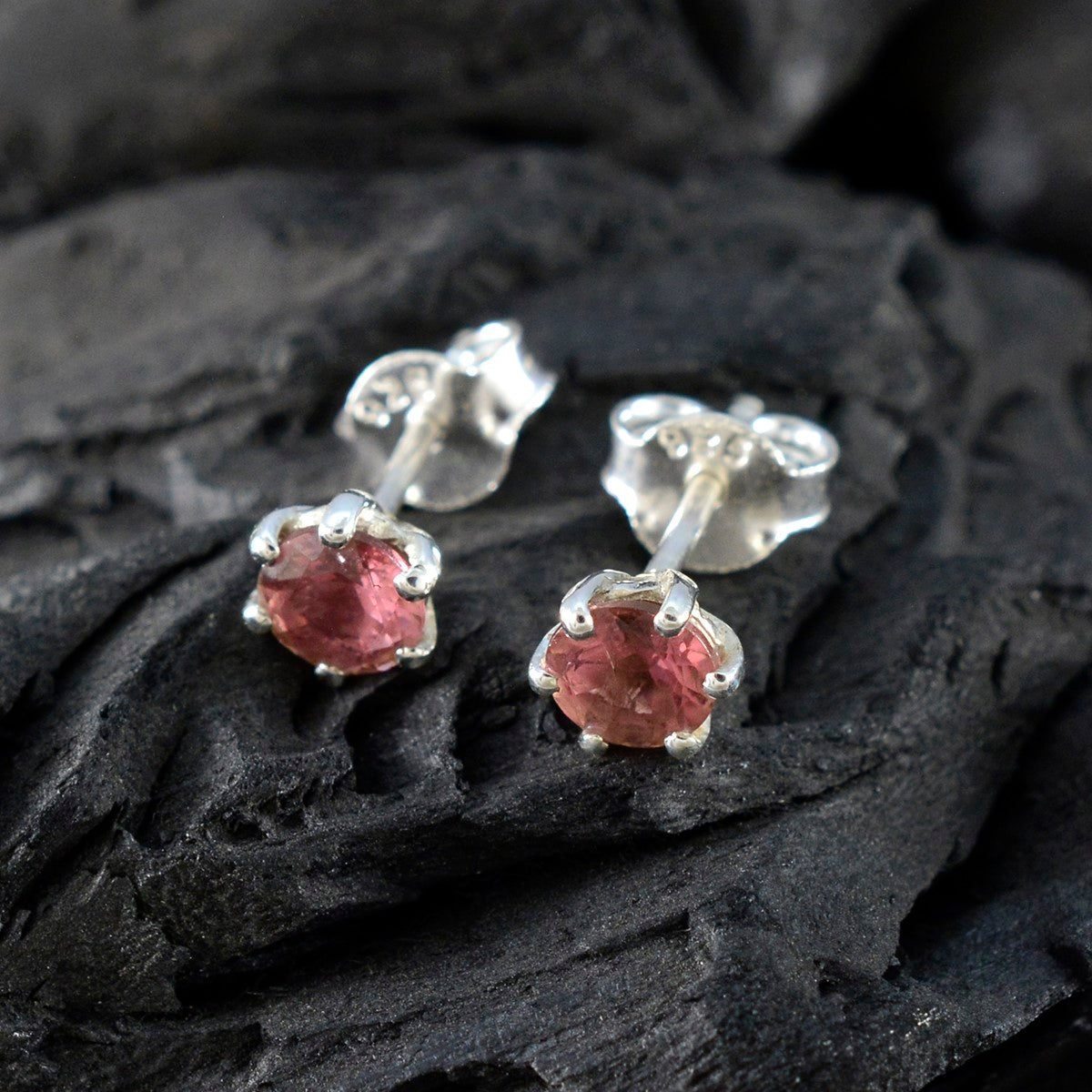 Pink-CZ-American-Fernaanda-multiple-Stud-Pink-Silver-Earring