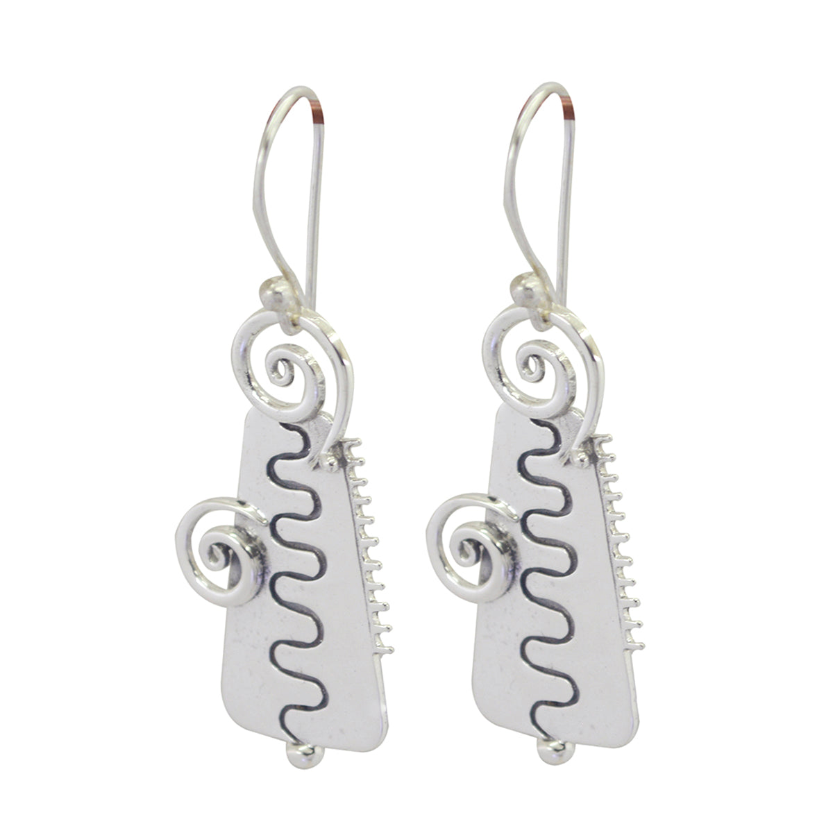 Plain-Korean-Florencia-plain-Dangle-Gray-925-Silver-Earring メイン画像