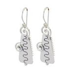 Plain-Korean-Florencia-plain-Dangle-Gray-925-Silver-Earring