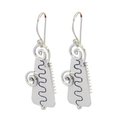 Plain-Korean-Florencia-plain-Dangle-Gray-925-Silver-Earring