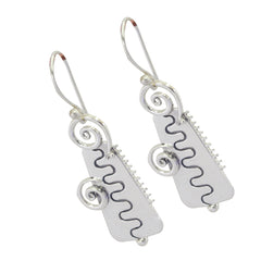 Plain-Korean-Florencia-plain-Dangle-Gray-925-Silver-Earring