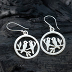 Plain-Japanese-Gabriela-plain-Dangle-Gray-925-Sterling-Silver-Earring