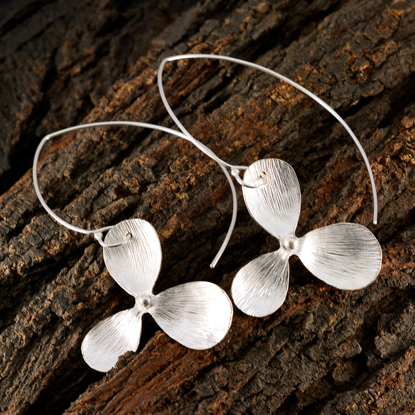 Plain-Italian-Isadora-plain-Dangle-Gray-Sterling-Silver-Earring