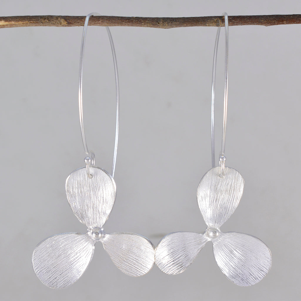Plain-Italian-Isadora-plain-Dangle-Gray-Sterling-Silver-Earring
