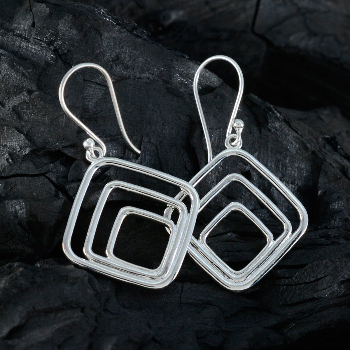 Plain Mexican Joaquina plain Dangle Gray 92.5 Silver Earring Secondary image